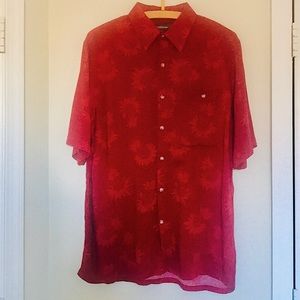 CROFT & BARROW RED OMBRÉ HAWAIIAN BUTTON DOWN